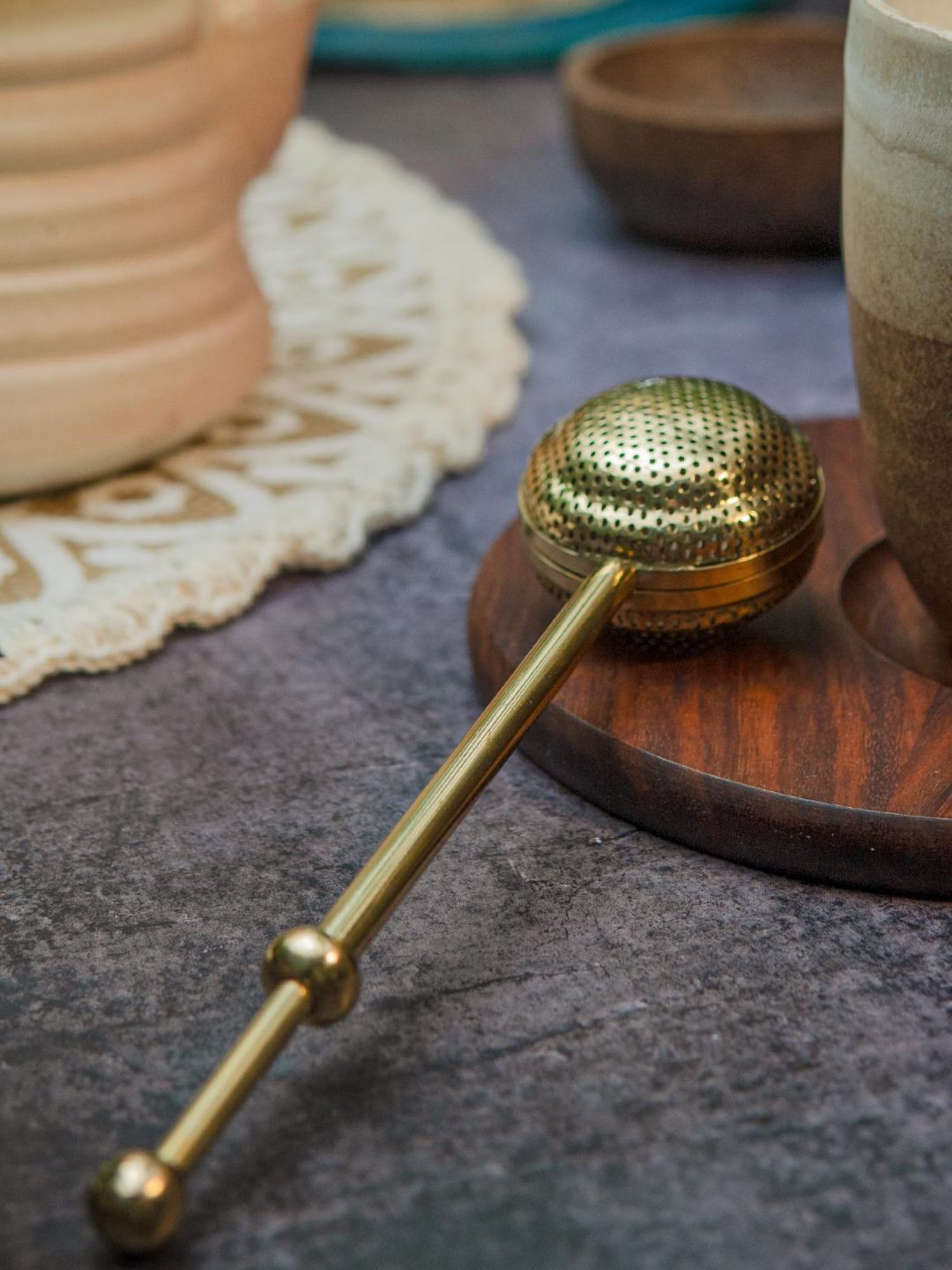 Ambi Pure Brass Bliss Tea Infuser With Slide Mechanism