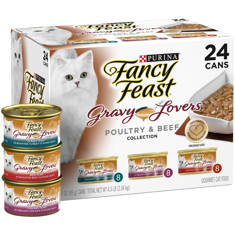 Purina Fancy Feast Gravy Lovers Poultry & Beef Collection Gourmet Wet Cat Food - 3oz/24ct Variety Pack
