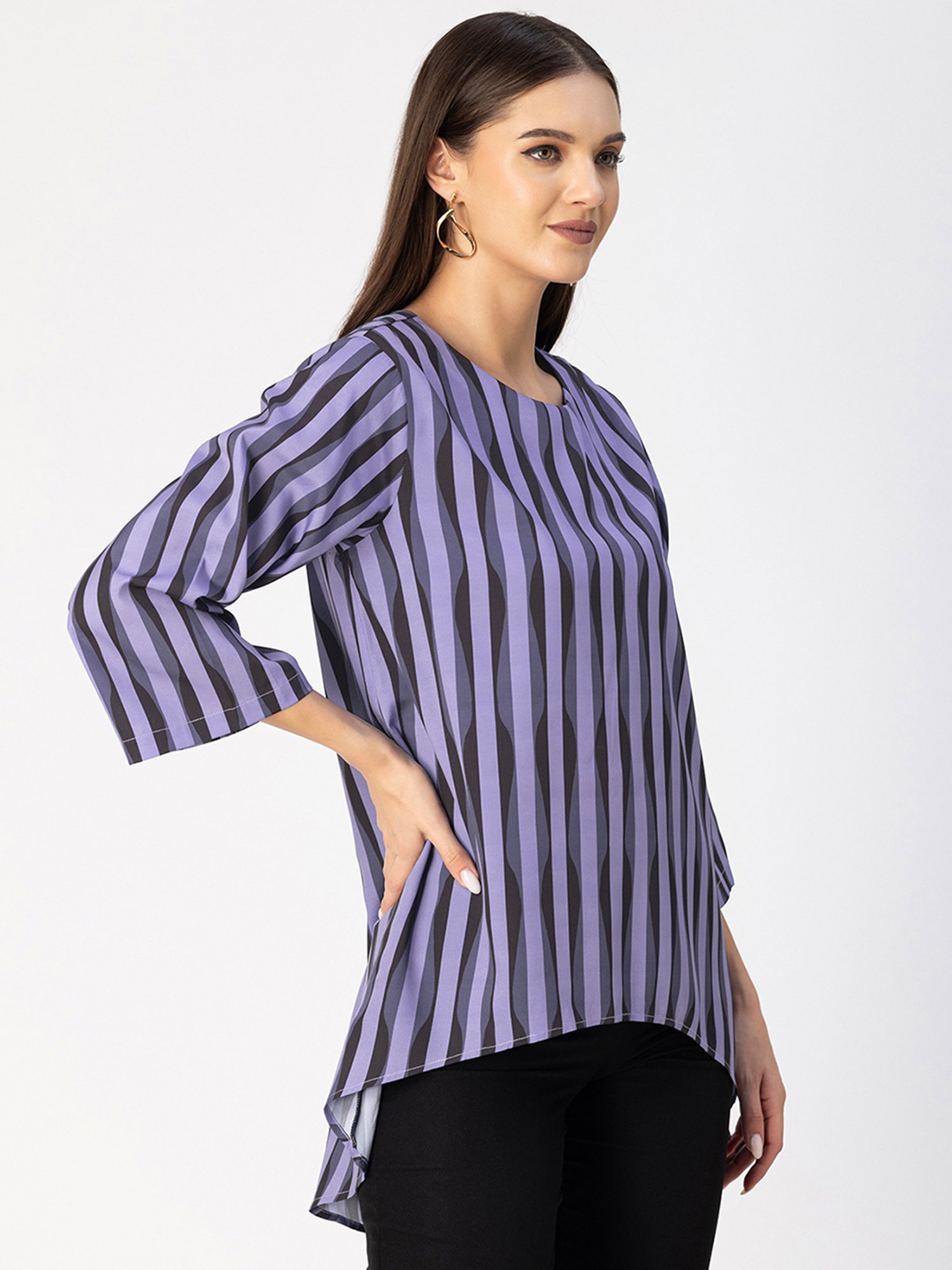 Moomaya Lavender Striped Top