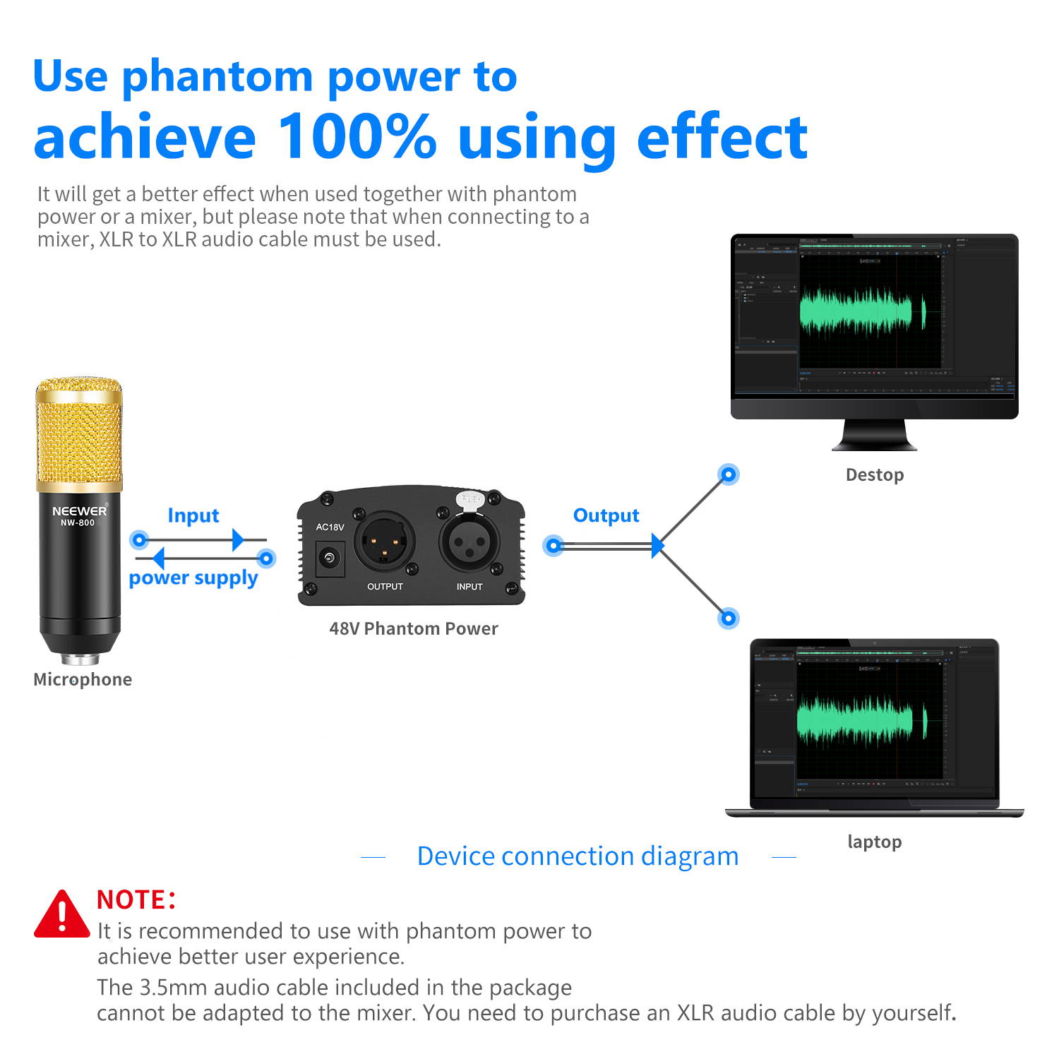 Neewer Professional Studio Broadcasting Recording Condenser Microphone & NW- 35 Adjustable Recording Microphone Suspension Scissor Arm Stand with Shock Mount and Mounting Clamp Kit