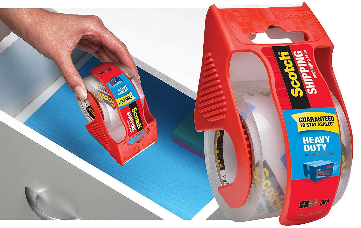 Scotch Heavy Duty Shipping Packaging Tape, 1.88 inches x 800 inches, 6 Rolls with Dispenser, 1.5 inch Core (142-6)