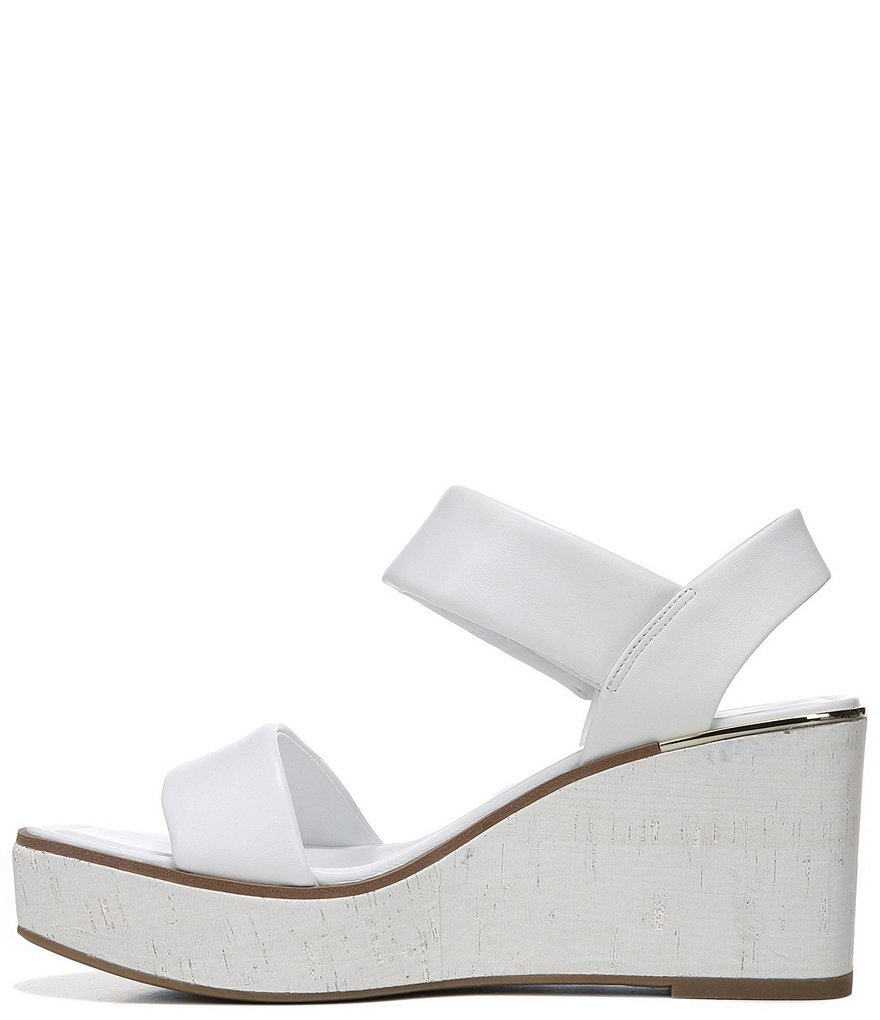 Franco Sarto Sweety Square Toe Leather Cork Platform Wedge Sandals