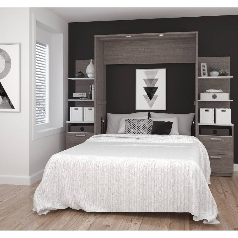 98" Elite Full Wall Bed Kit Bark Gray/White - Bestar