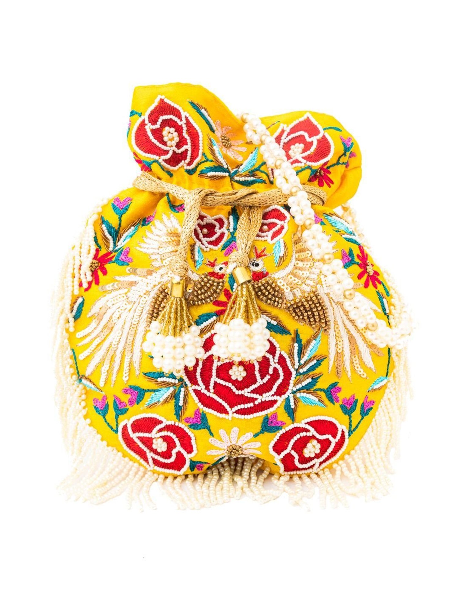 NR by Nidhi Rathi Yellow Embellished Potli