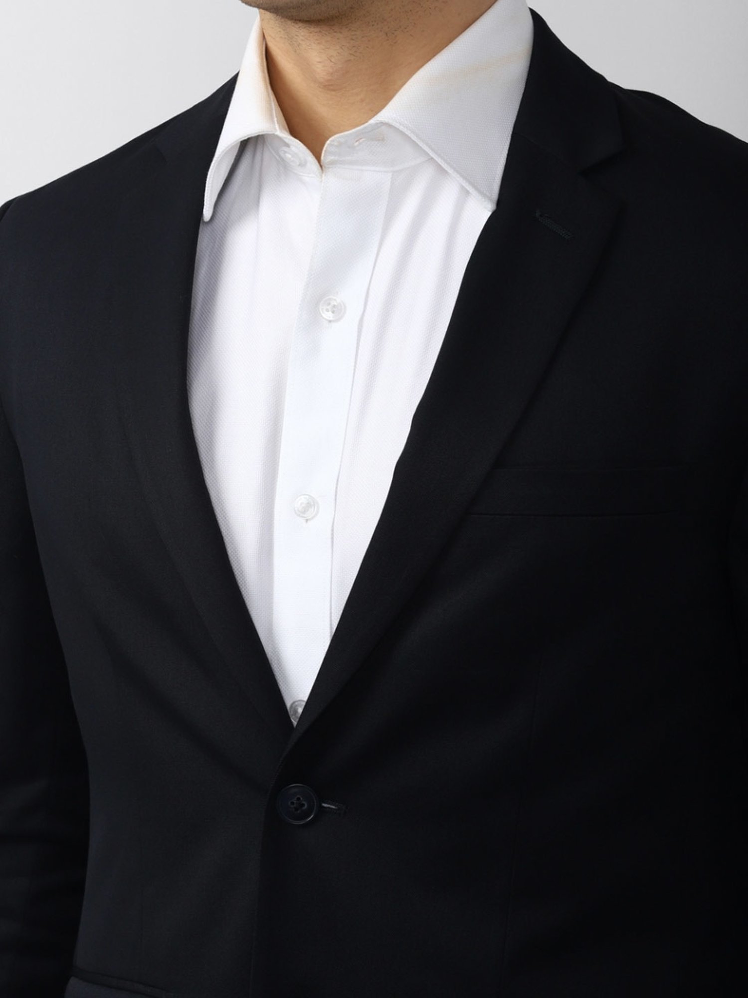 Peter England Elite Black Slim Fit Blazer