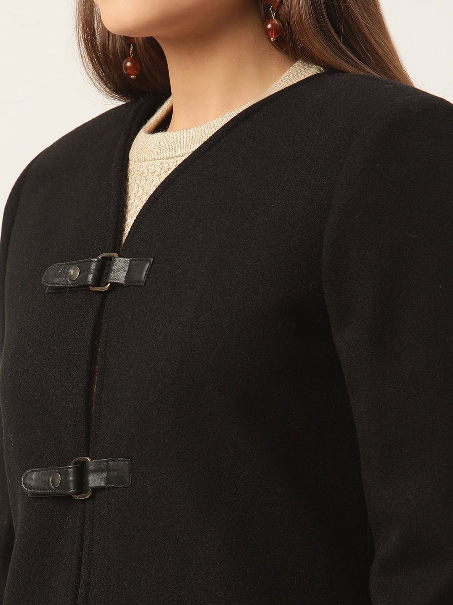 Rooted Black Full Sleeves Over Coat