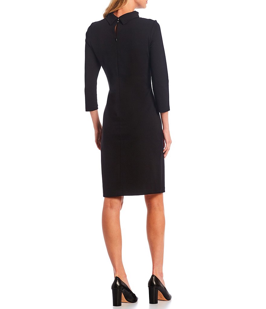 J.McLaughlin Bertha Knit Jersey Mock Neck 3/4 Sleeve Sheath Dress