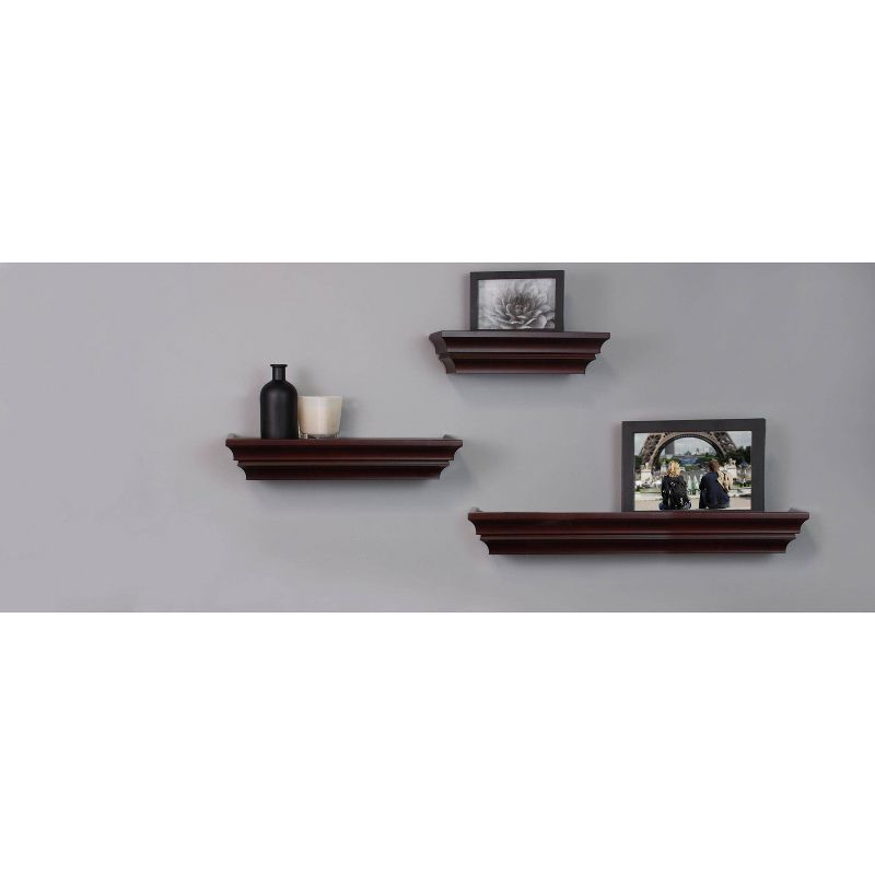 Madison Decorative Wall Ledge Shelf Set of 3 - Espresso