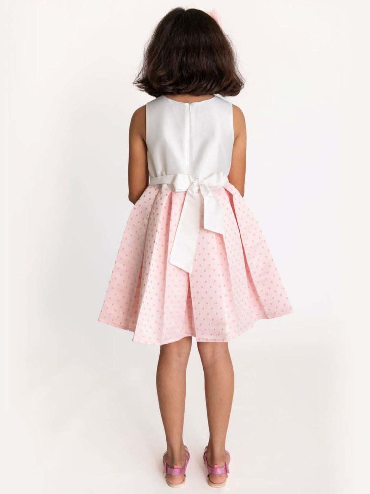 A Little Fable White & Pink Applique Dress