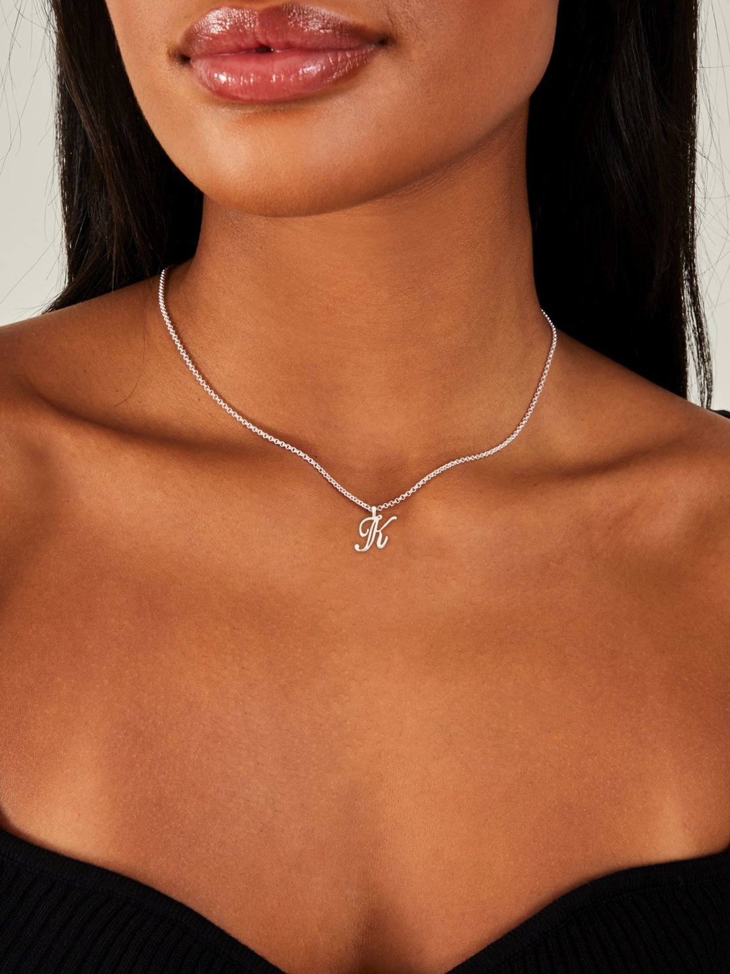 Accessorize London Women's Sterling Silver-plated Initial Necklace Letter K