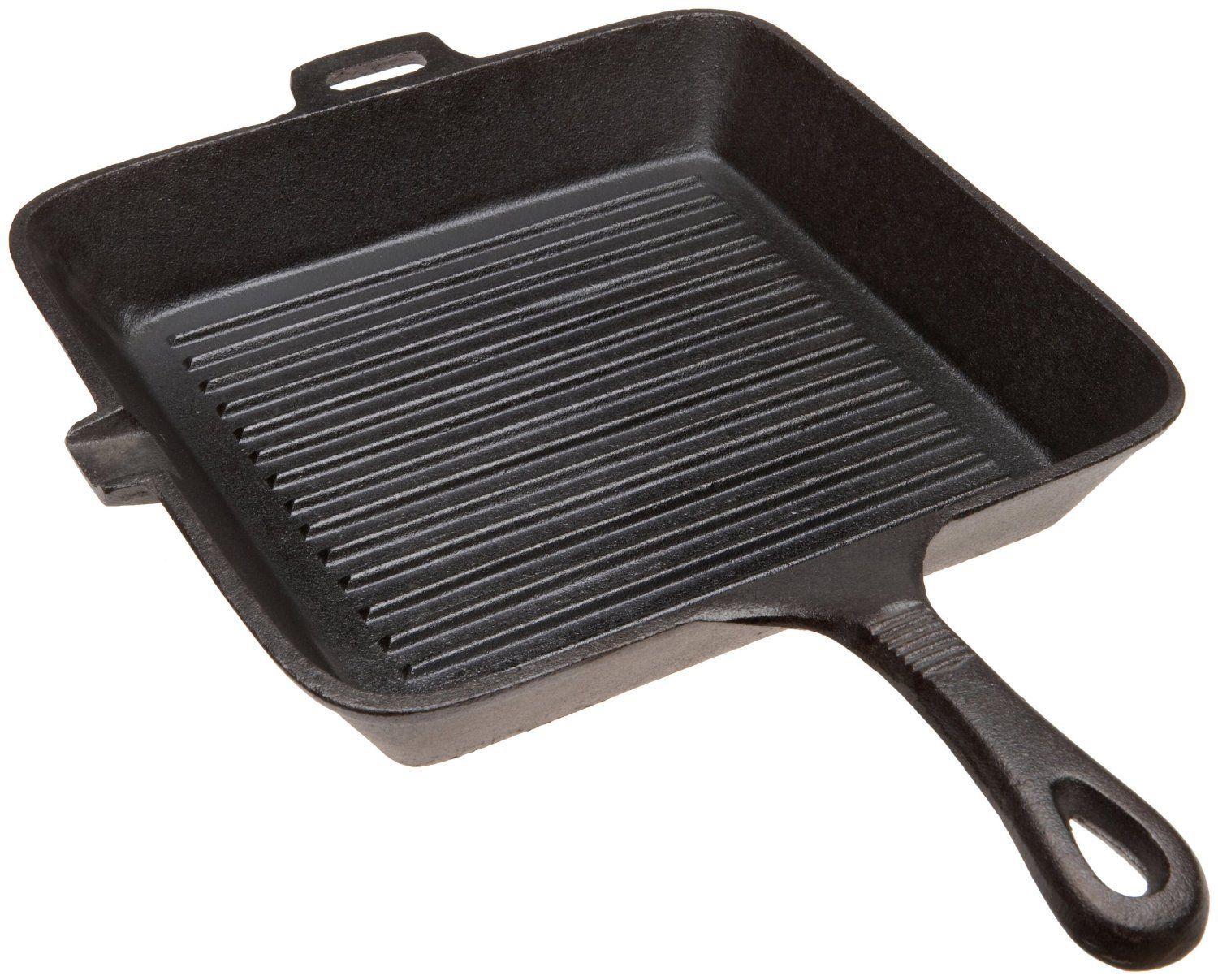 OLD MOUNTAIN 10108-OM, 10.5x1.75-Inch Cast Iron Square Grill Pan with Assist Han