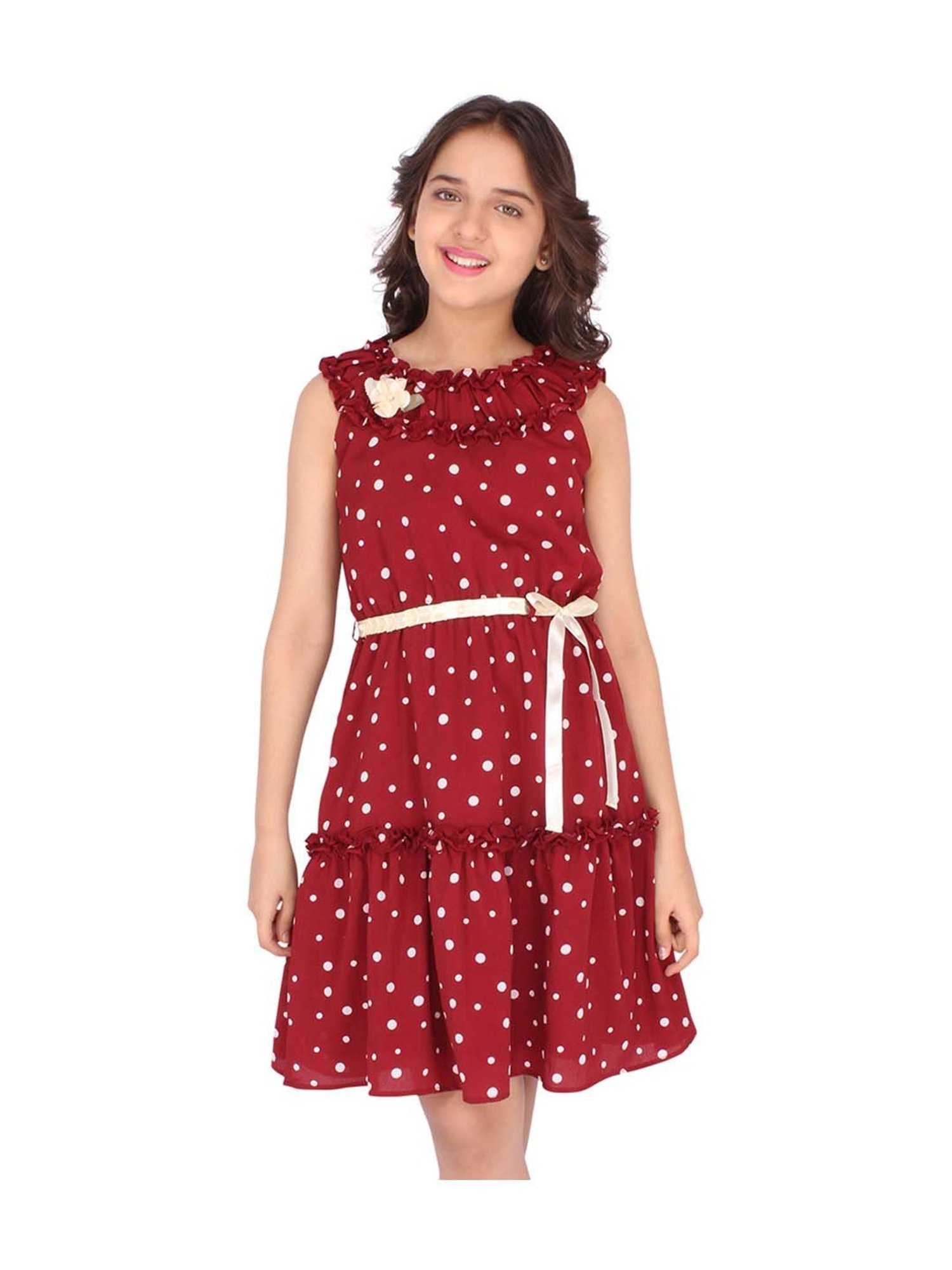 Cutecumber Kids Maroon Printed Dress