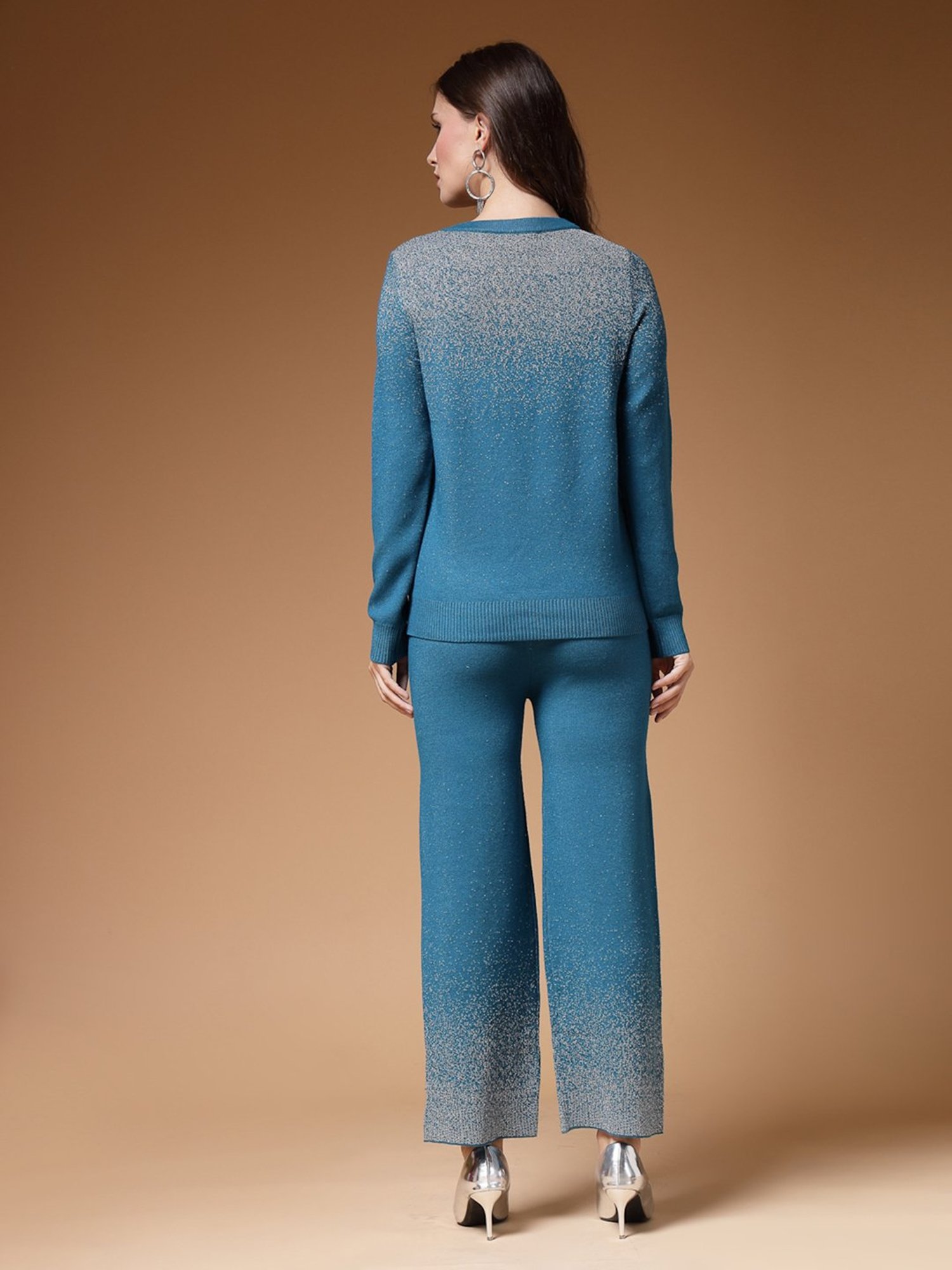 Mafadeny Teal Embellished Co-Ord Set