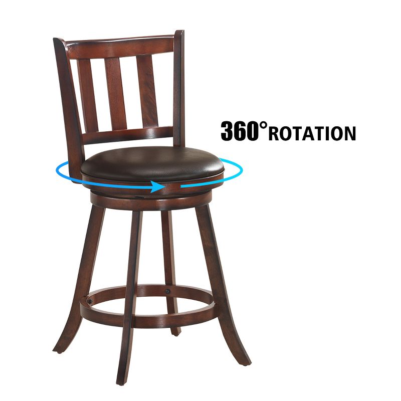 Costway Set of 2 25'' Swivel Bar stool Leather Padded Dining Kitchen Pub Bistro Chair High Back