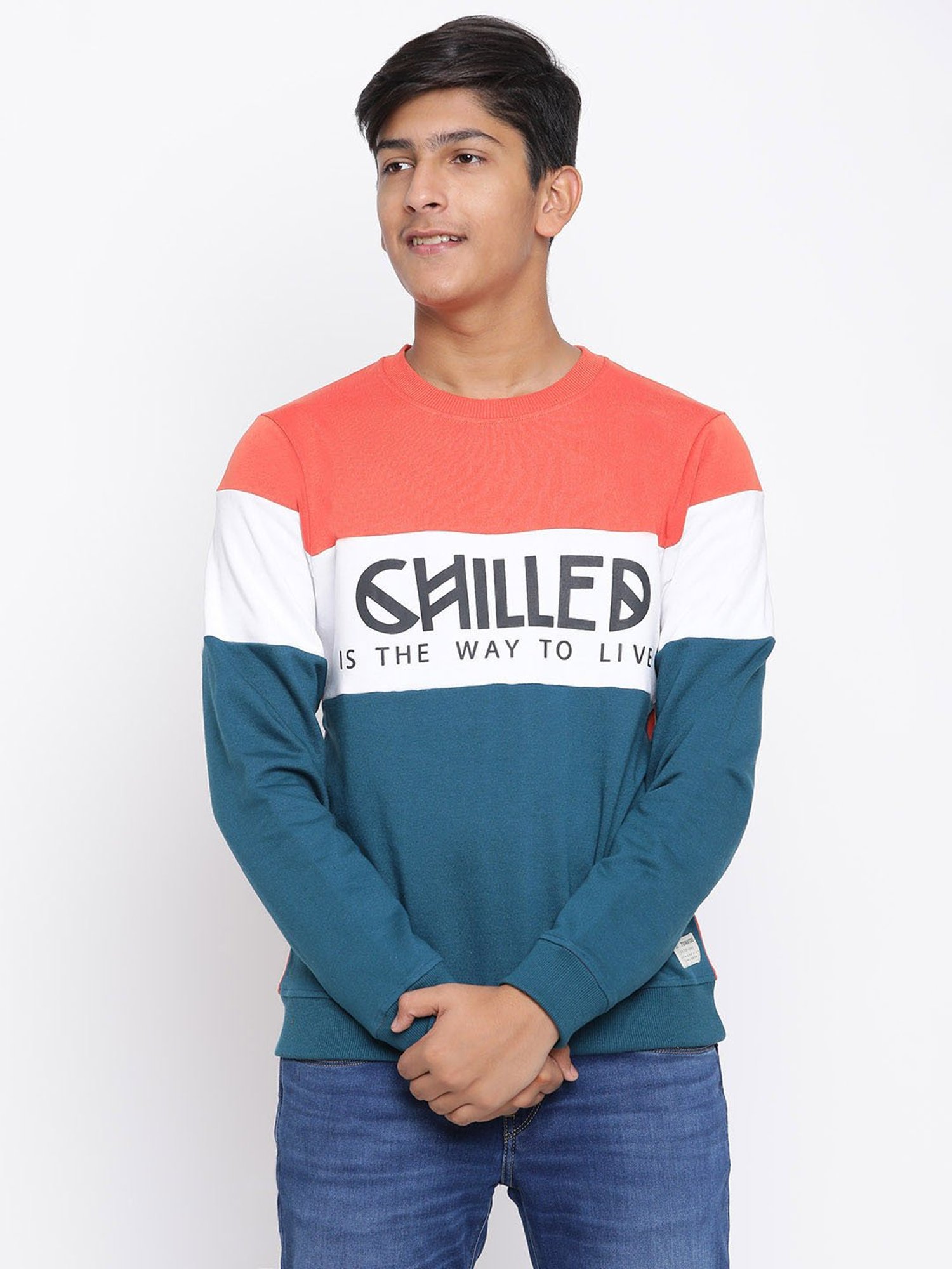 Lil Tomatoes Kids MultiColor Color Block Full Sleeves Sweatshirt