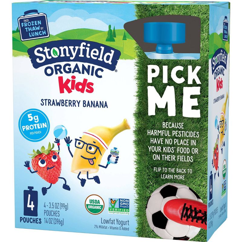 Stonyfield Organic Kids' Strawberry Banana Yogurt Pouches - 4pk/3.7oz