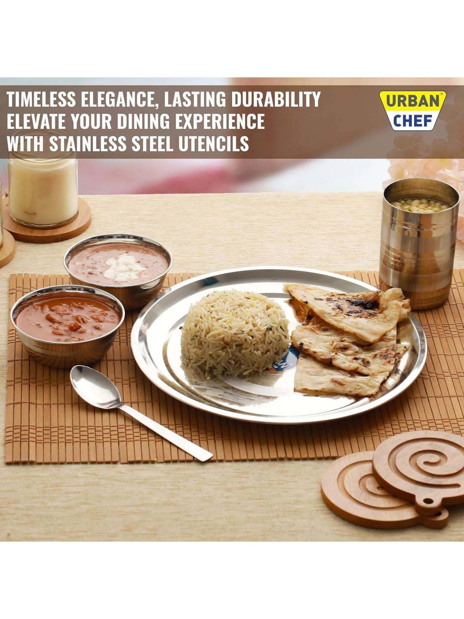 Urban Chef Silver Stainless Steel 16 Pcs Dinner Set