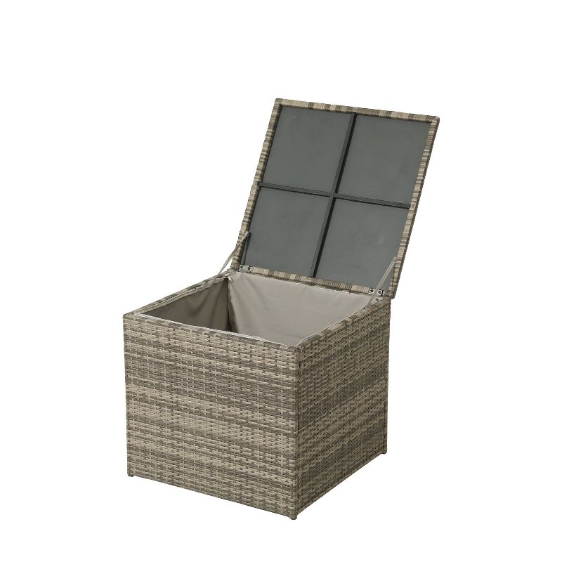 6pc Wicker Rattan Patio Sofa Set with Blue Cushions - Accent Furniture