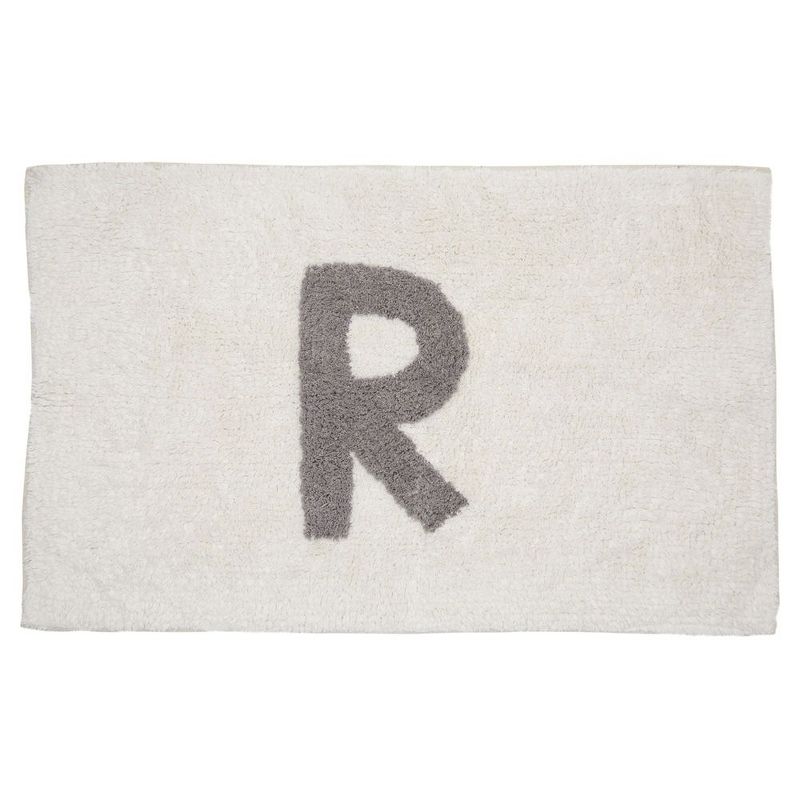 Juvale Personalized Bathroom Rugs with Letter R Initial, Cotton Bath Mat (White, 32 x 20 in)