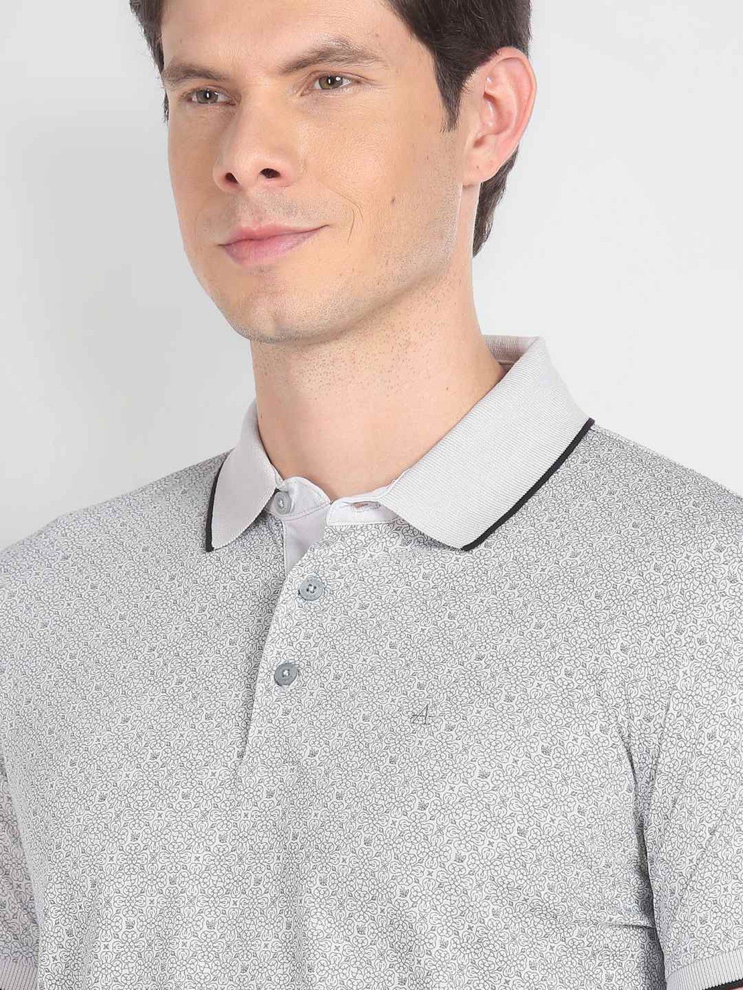 Arrow White Cotton Regular Fit Printed Polo T-Shirt