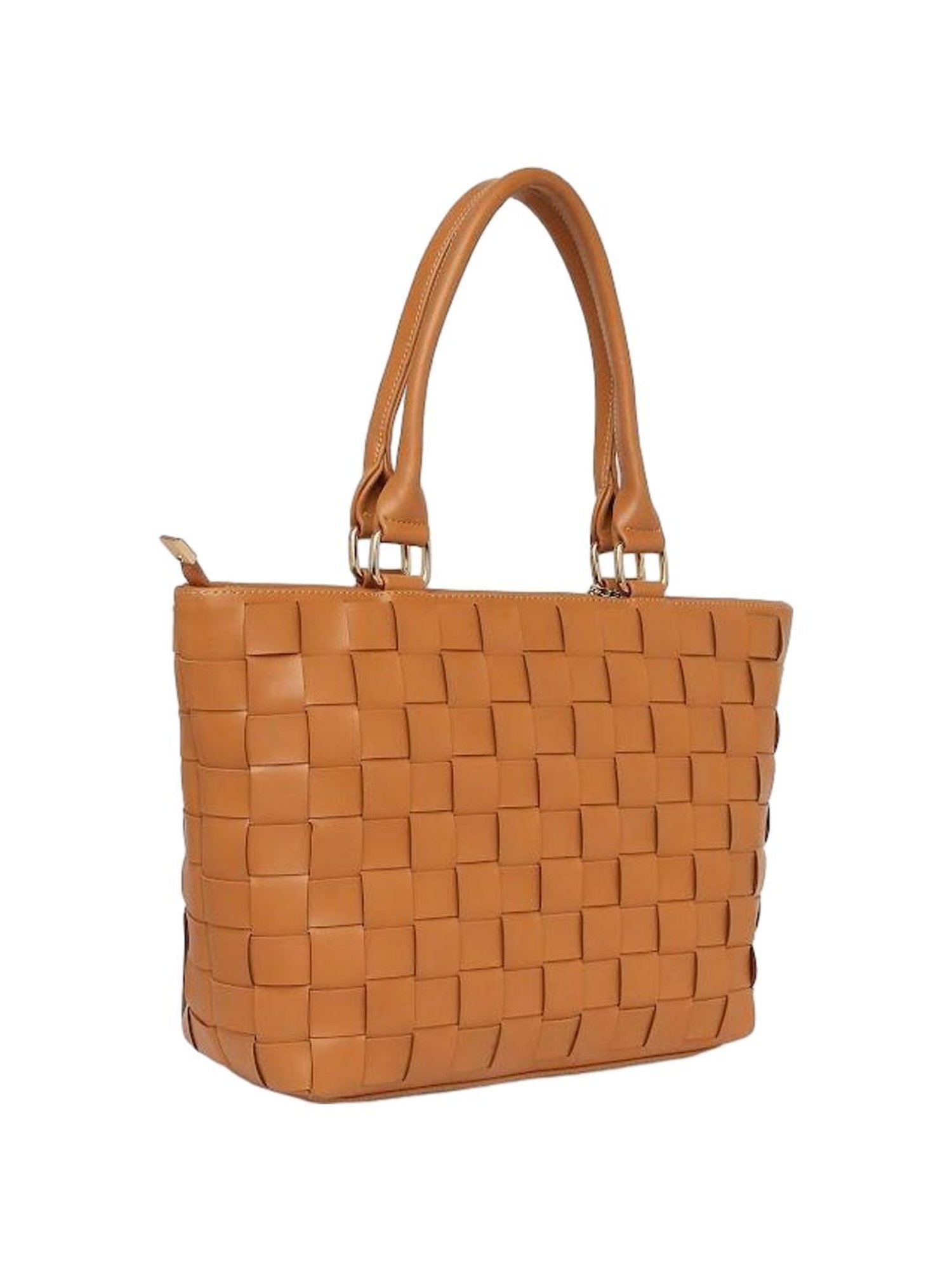 THE HOLISTIK Emira Tan Textured Medium Tote Handbag