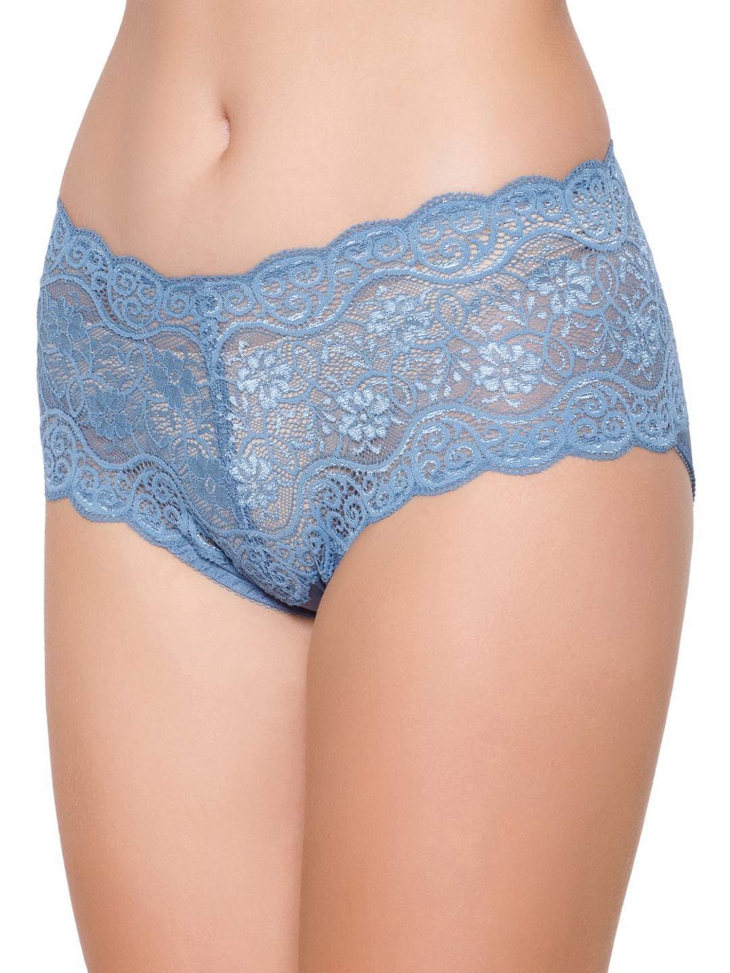 Triumph Blue Lace Work Boyshort Panty