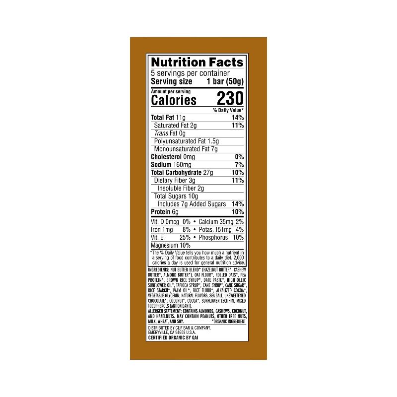 CLIF Nut Butter Bar - Chocolate Hazelnut Energy Bars - 8.8oz/5ct