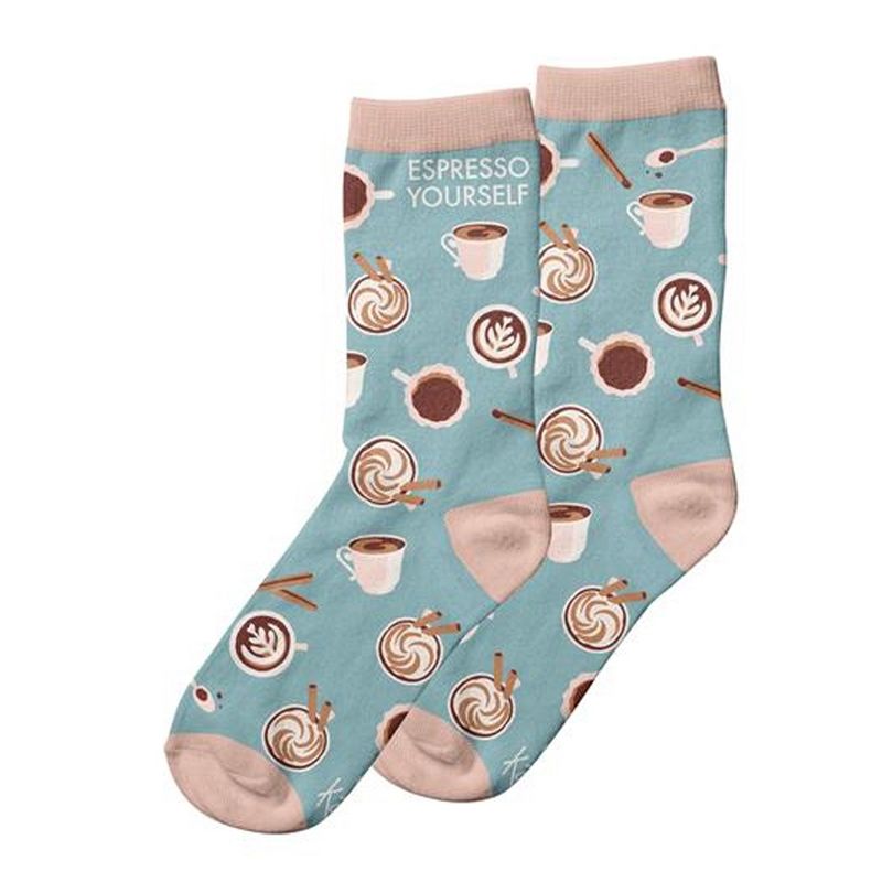Novelty Socks 12.0" Coffee Crew Socks Espresso Yourself Karma  -  Socks