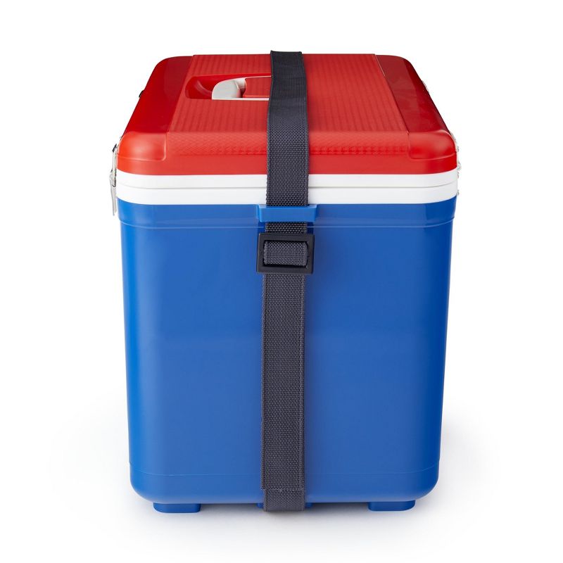 Engel UC19-RWB 19 Quart Fishing Live Bait Dry Box Ice Cooler with Stain/Odor-Resistant Surface and Shoulder Strap, Red/Blue