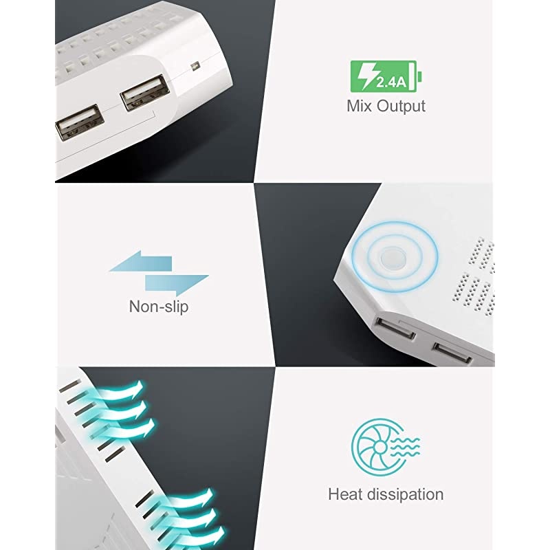 Multi Charging Station 10Port USB Charger for Multiple Device with SmartIC Tech and Adjustable Dividers Organizer Stand Compatible with iPad Tablet Kindle iPhone