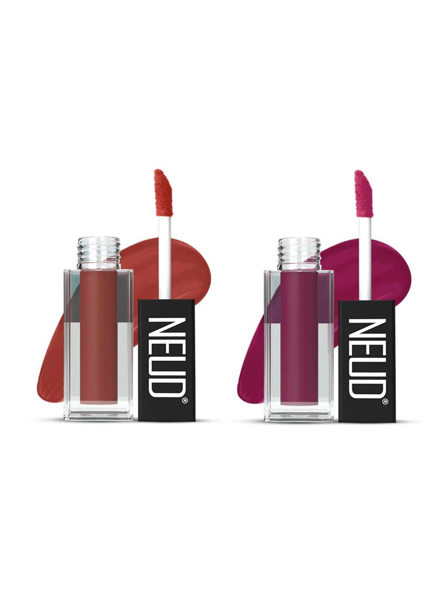 Neud Matte Liquid Lipstick Combo Jolly Coral & Mauve-a-Licious with Two Lip Gloss Free