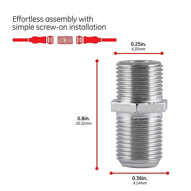 Coaxial Cable Extension Adapter Couplers 2Pack Works on FType RG59 RG6 Coax Cables Connects Two Coaxial Cables to Extend Length FemaletoFemale Connectors 23203