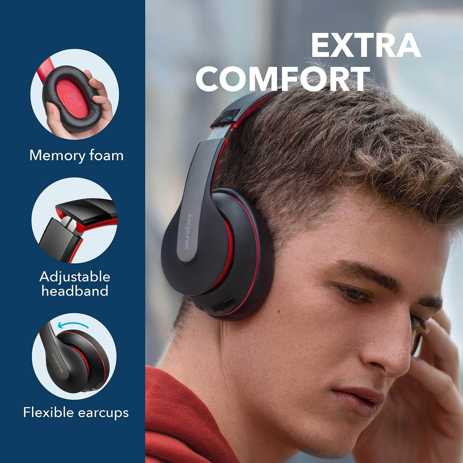 Anker Soundcore Life Q10 Wireless Bluetooth Headphones, Over Ear and Foldable, Hi-Res Certified Sound, 60-Hour Playtime and Fast USB-C Charging, Deep Bass, Aux Input