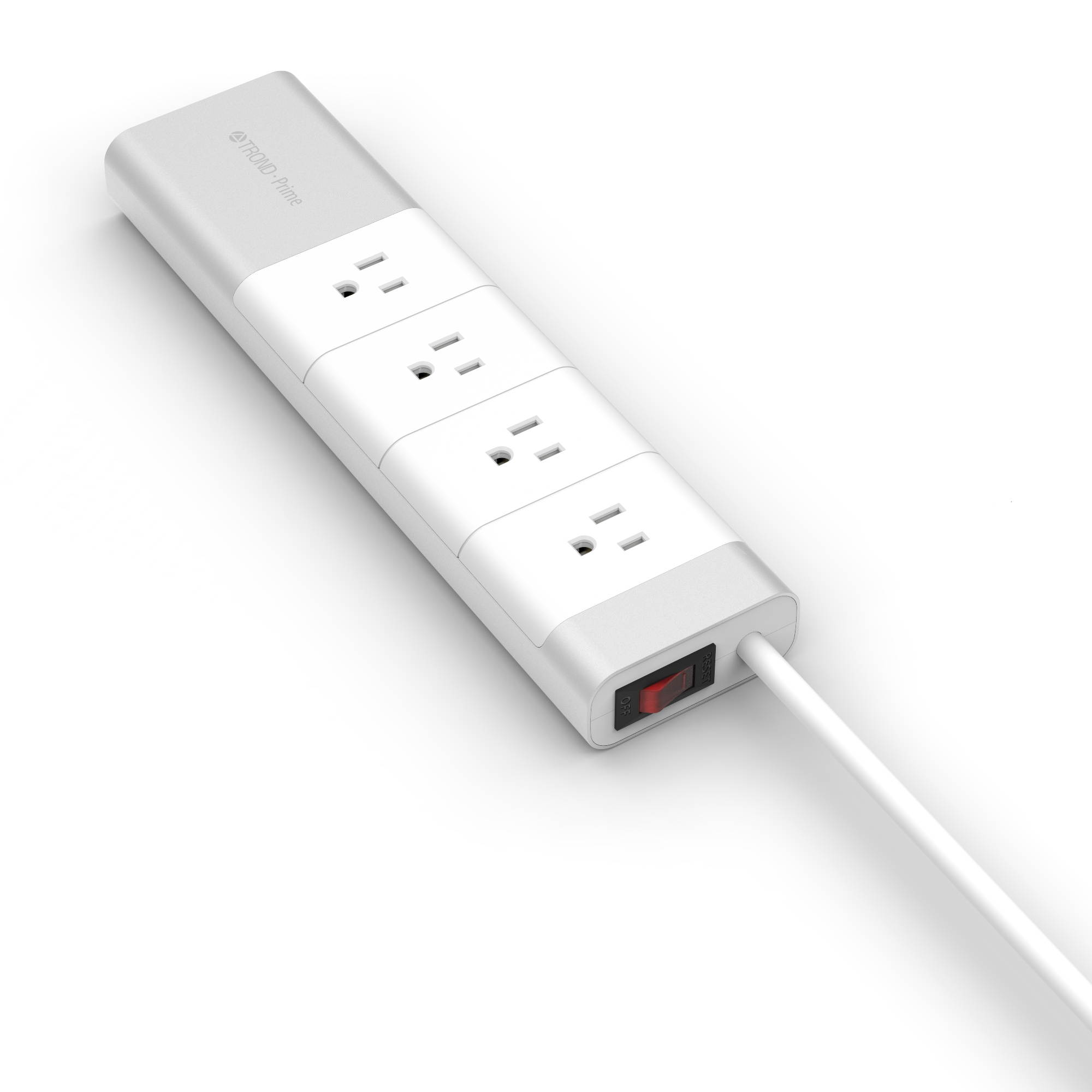 [Apple-Style] TROND&reg; Prime 4-Outlet Home / Office Power Strip with USB Smart Charger (4-Port, 30W/6A) and 5 Feet Power Cord, Made of Fire-Proof PC & Aluminum