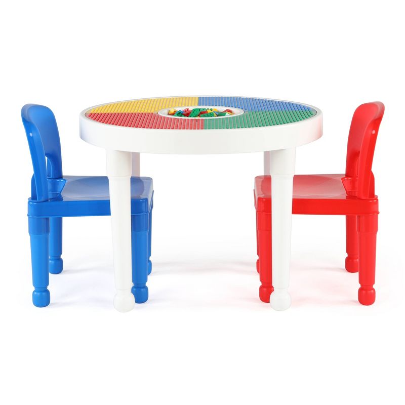 3pc Round Plastic Construction Table With 2 Chairs & Cover White - Humble Crew