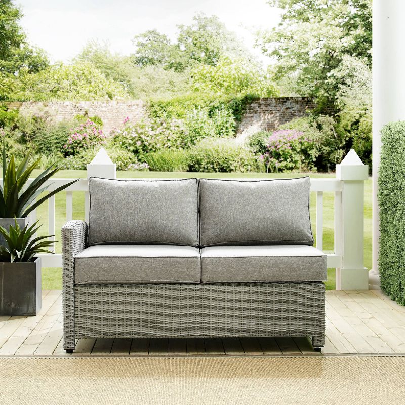Bradenton Outdoor Wicker Sectional Left Corner Loveseat - Gray - Crosley