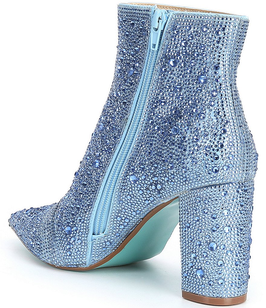 Blue by Betsey Johnson Cady Rhinestone Embellished Block Heel Booties