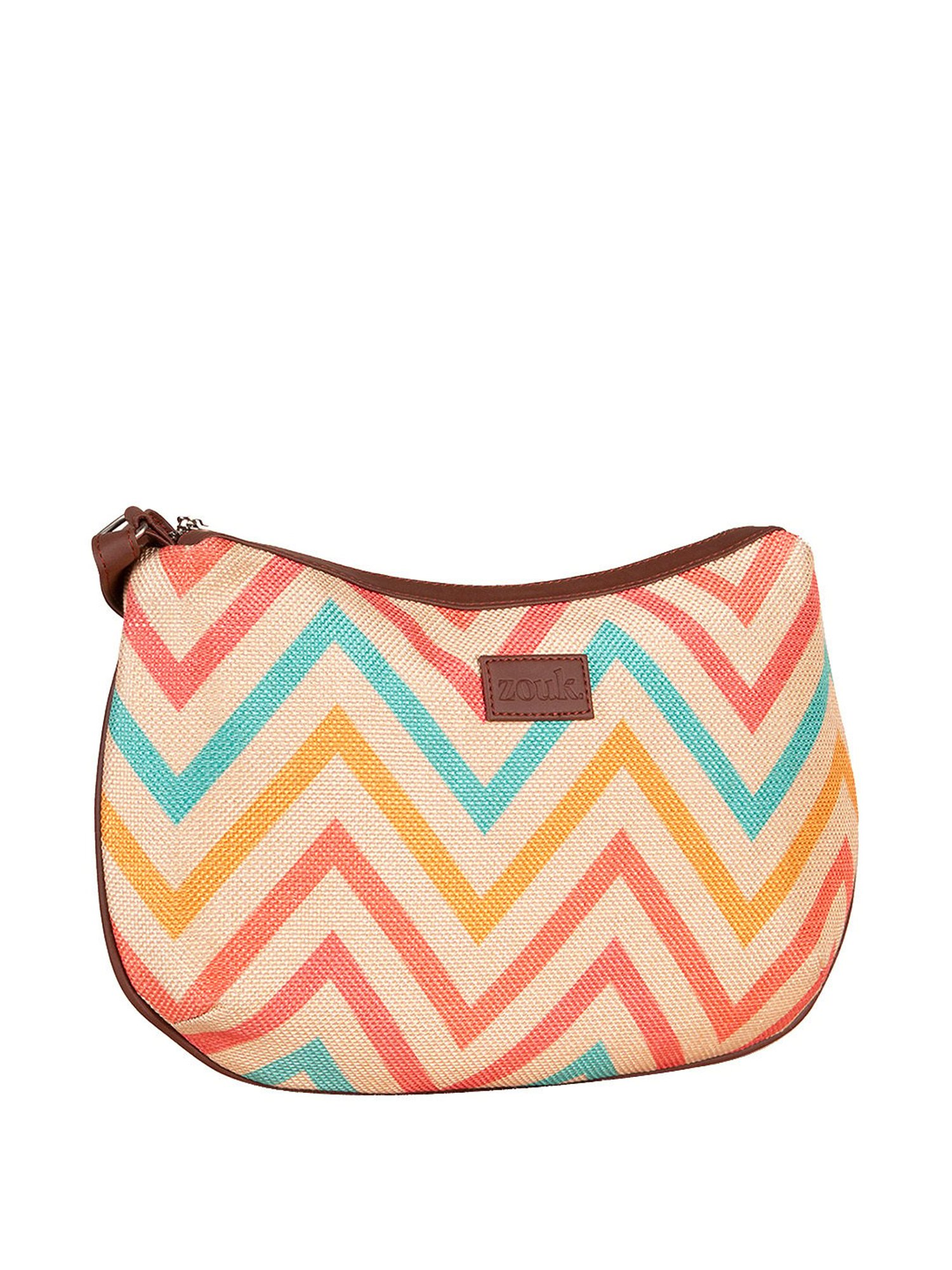 ZOUK Beige Printed Medium Sling Handbag