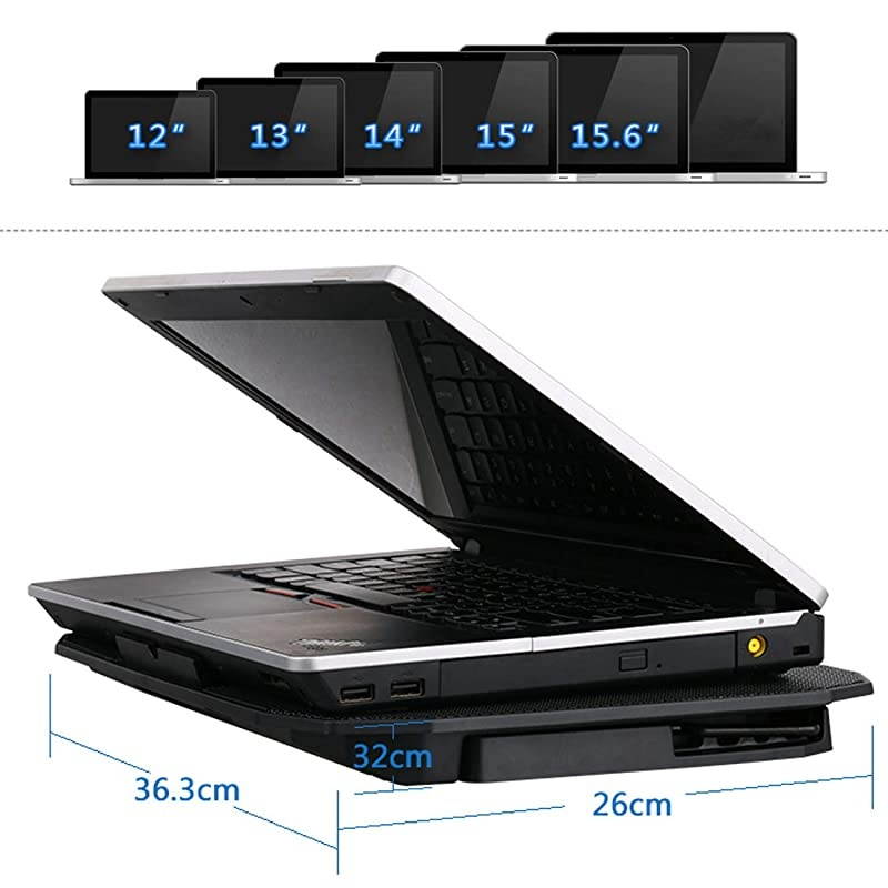 10156 Office Laptop Cooling Pad Big 2Fans Super Quiet Double Sides Builtin USB Line Back Feet Stand