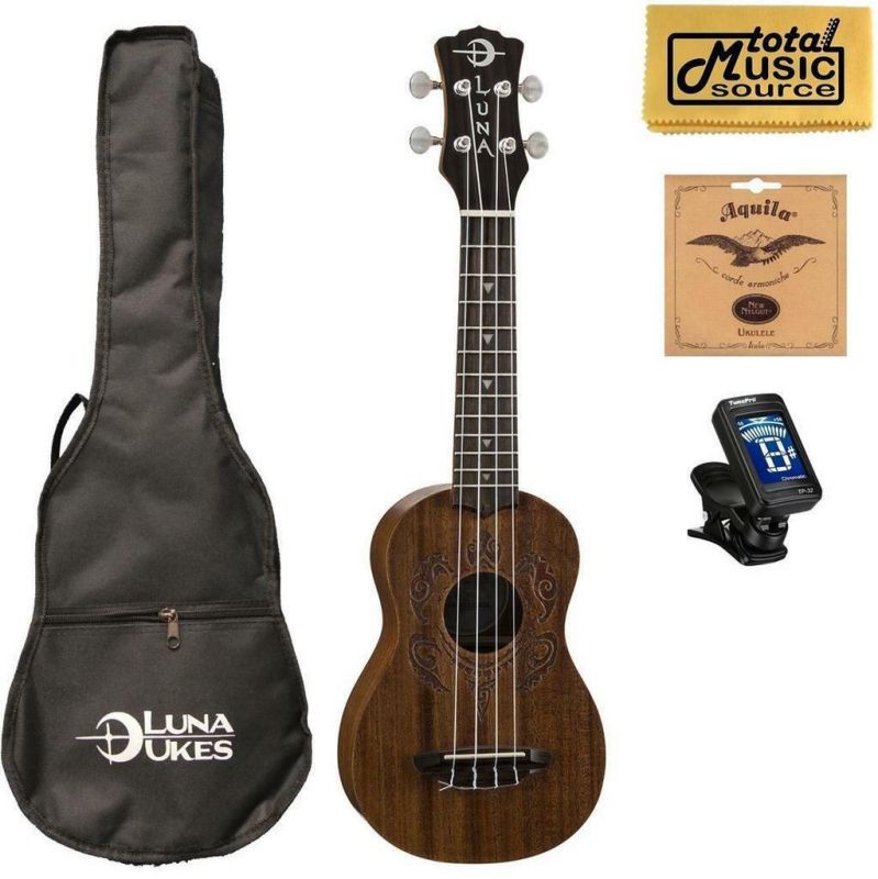 LUNA 21" Soprano Ukulele, Gigbag, UKE HONU, EXTRA Aquila Strings, PC, Tuner, UK