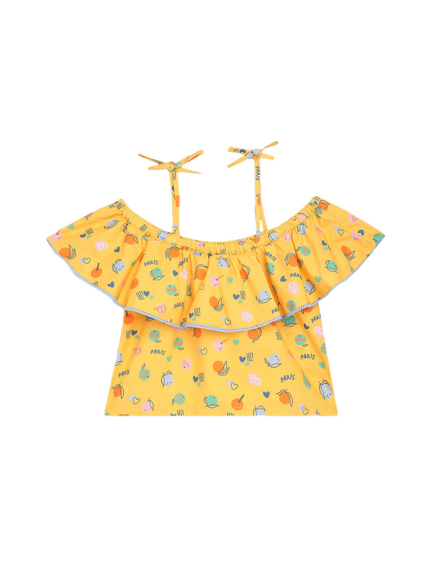 Elle Kids Yellow Printed Top
