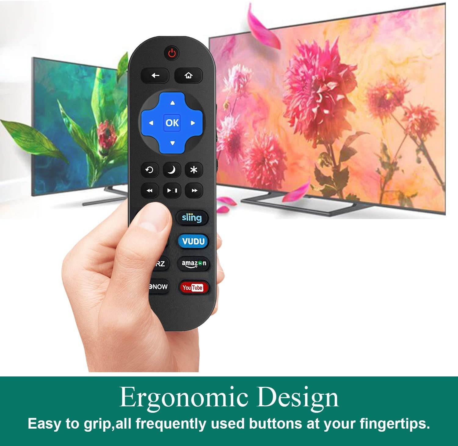 Motiexic Universal Remote Control Compatible with All TCL Roku TV, 2020 Update Version with 8 Channel Shortcut Keys, 50S425 40S325 43S425 65S425 32S30132S325 65S405 32S305 ect. (Included Battery)