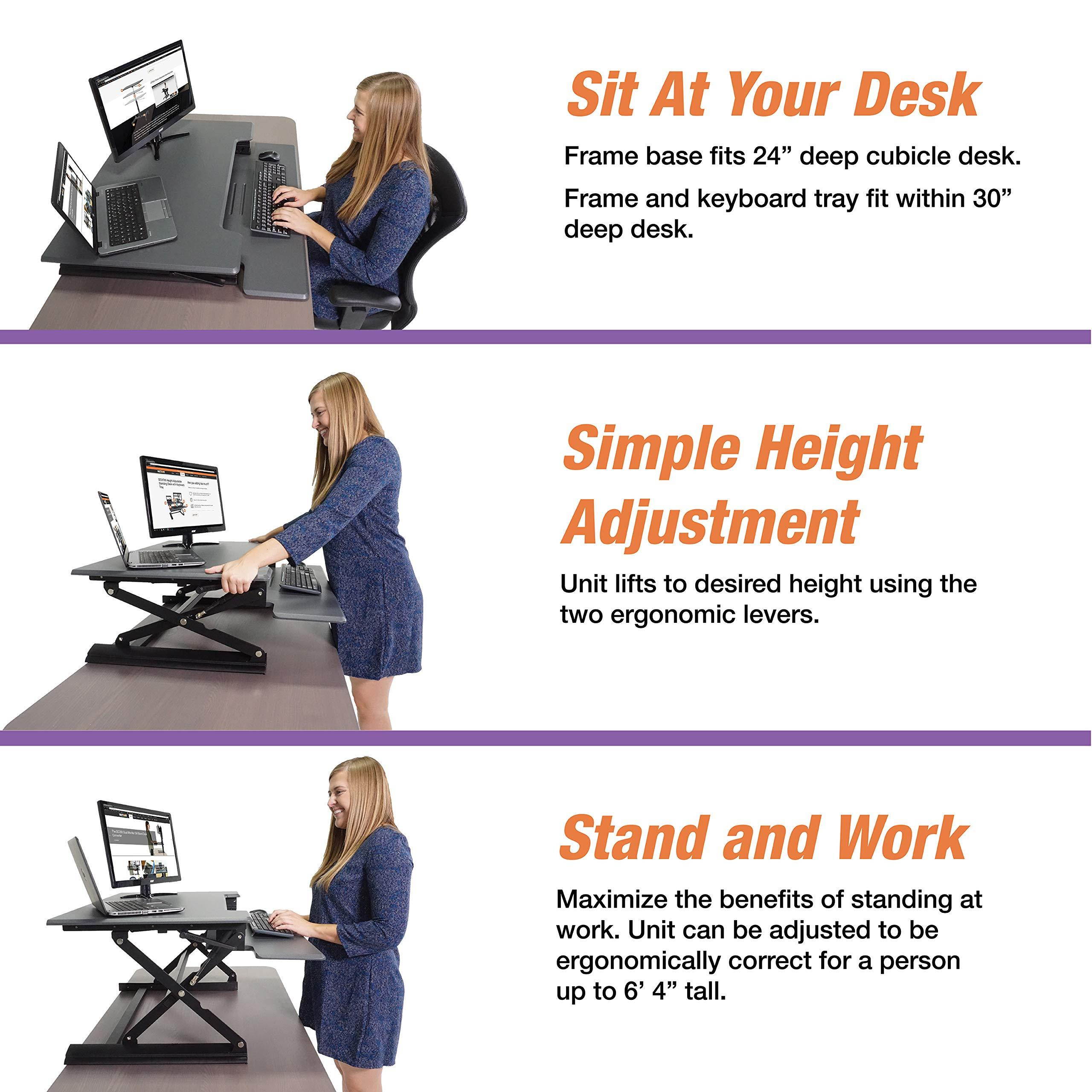 VICTOR TECH DCX760G Standing Desk, 36, Gray
