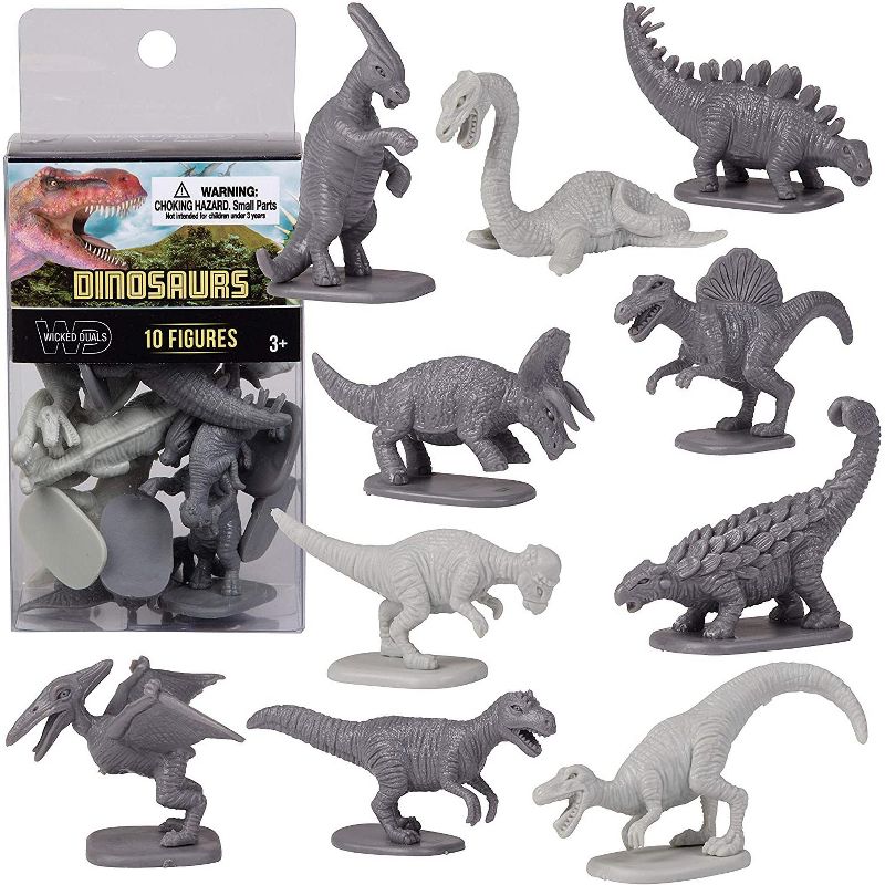 Hingfat Wicked Duals Mini Dinosaur Figure Toy Playset, 10 Pieces
