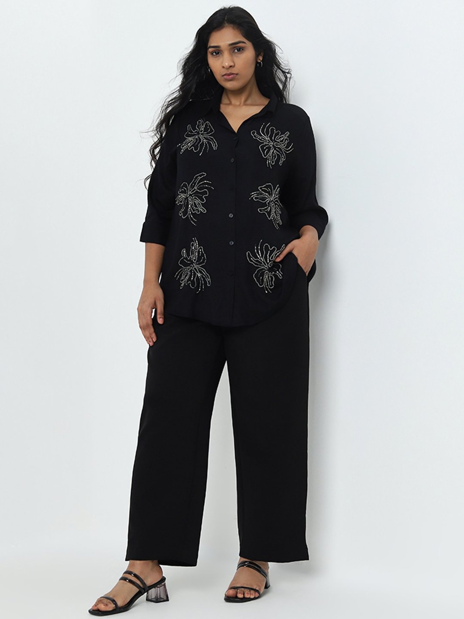 Annabelle by Pantaloons Black Polka Dots Shirt
