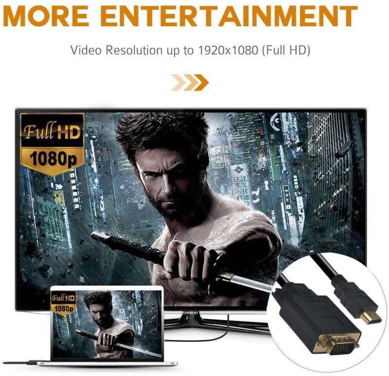 HDMI to VGA Adapter Cable PeoTRIOL 1080P HDMI Male to VGA Male M/M Video Converter Cord VGA Adapter Compatible with HDMI Desktop Laptop DVD to 15 Pin D-SUB VGA HDTV Monitor Projector - 6Feet