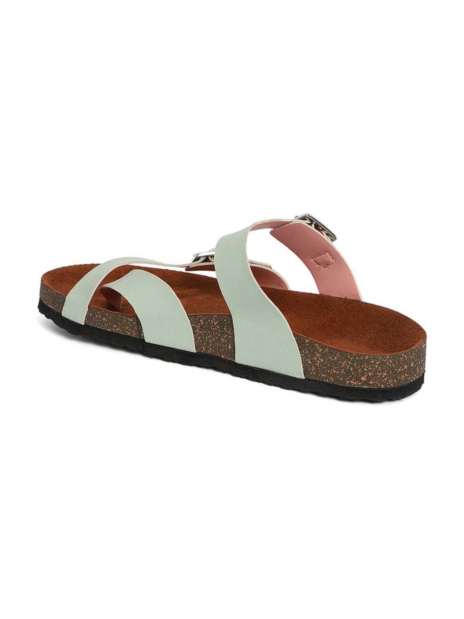 Mozafia Women's Sea Green Toe Ring Sandals