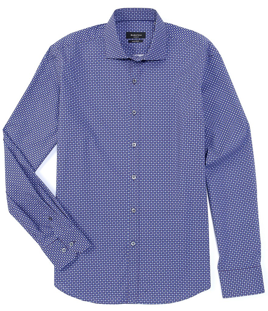 Bugatchi Neat Print Stretch Long-Sleeve Woven Shirt