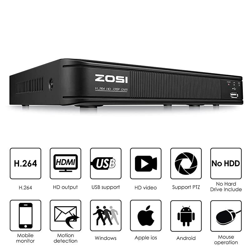 1080p H265+ Home Security Camera System 5MP Lite 8 Channel CCTV DVR Recorder with 4 x 1920TVL Security Camera Outdoor Indoor 80ft Night Vision Remote Access Motion Detection No Hard Drive