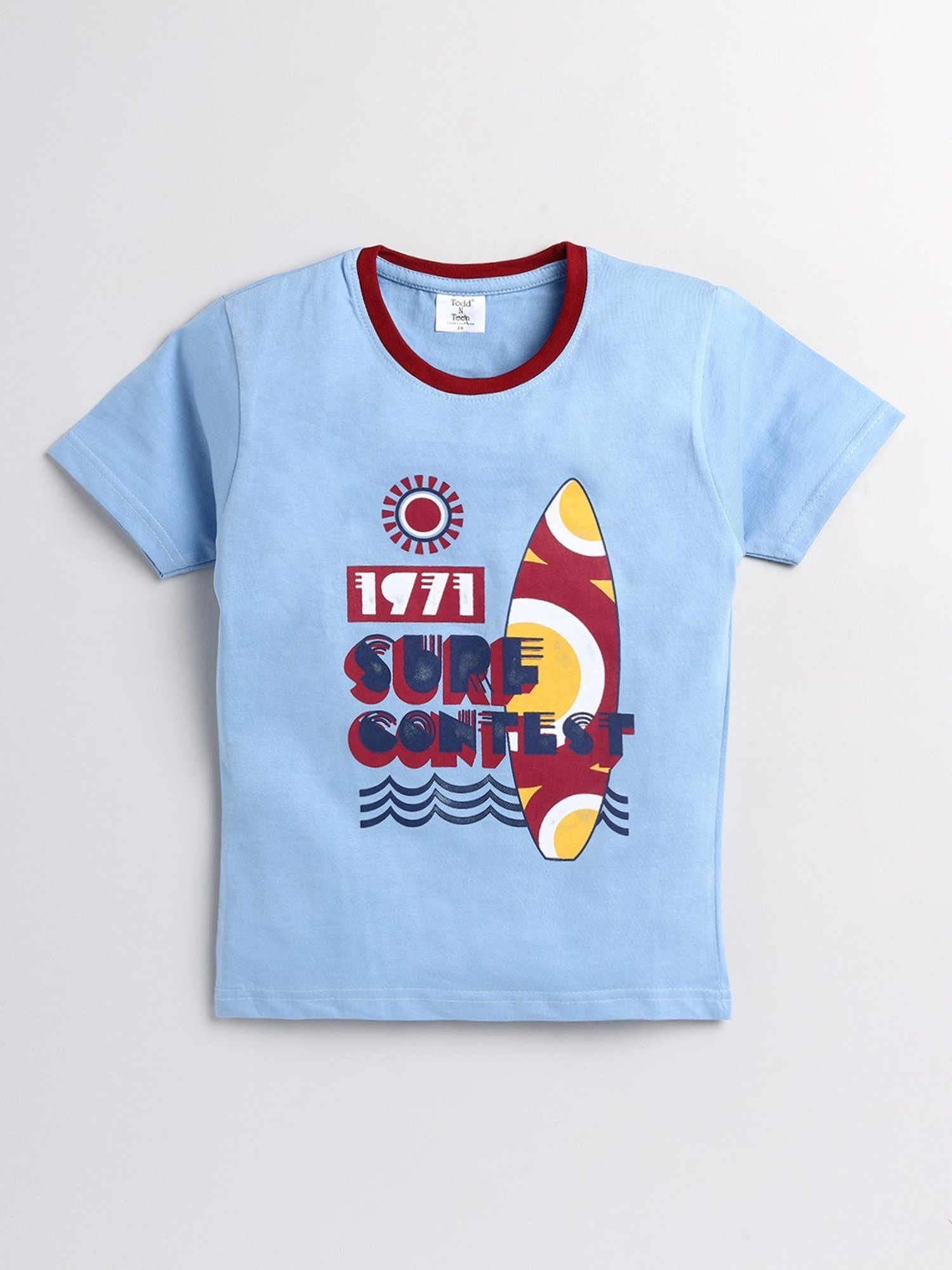 Todd N Teen Kids Blue & Red Printed T-Shirt with Pants